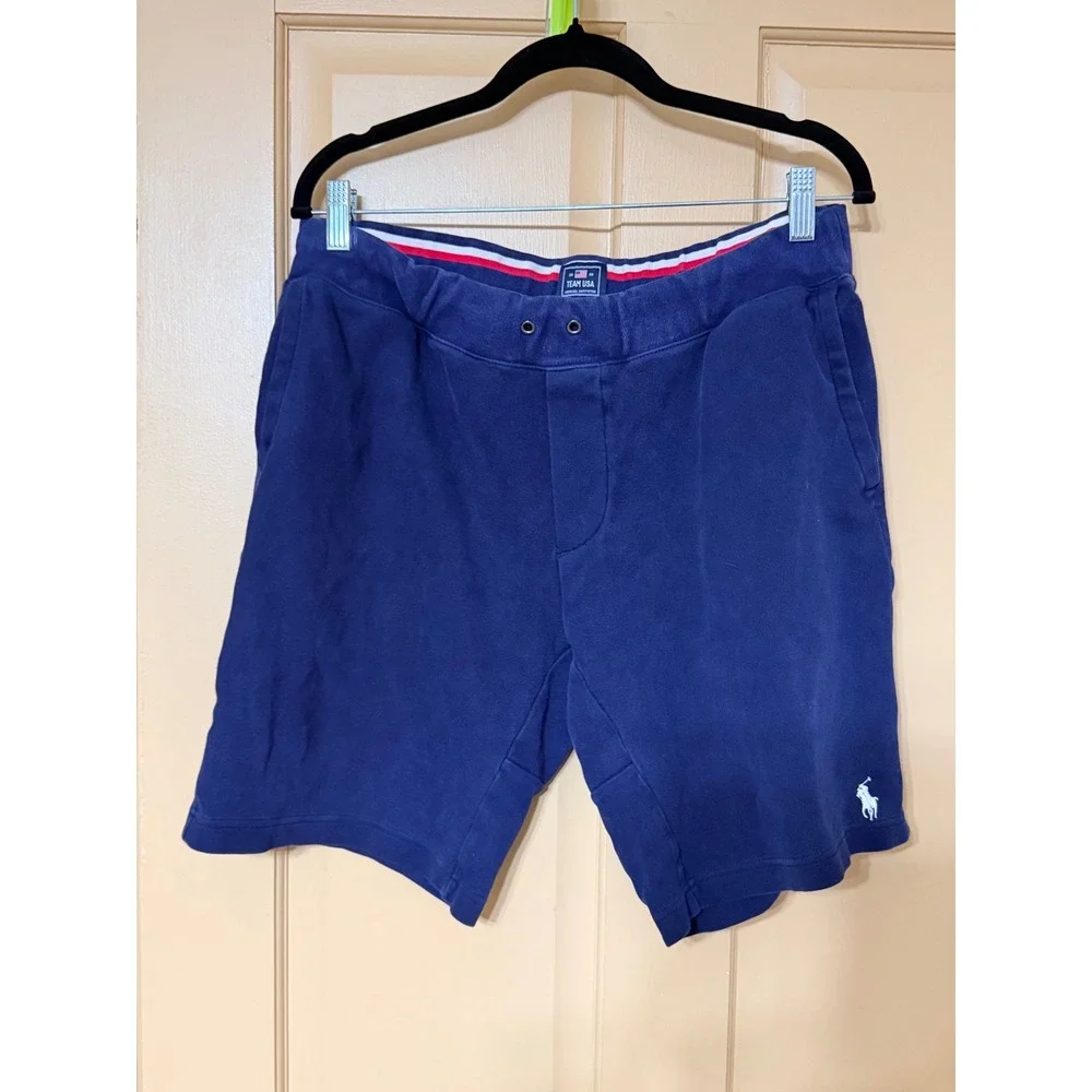 Polo Ralph Lauren Team USA 2020 Olympics Navy Blue Fleece Shorts Mens Large LG